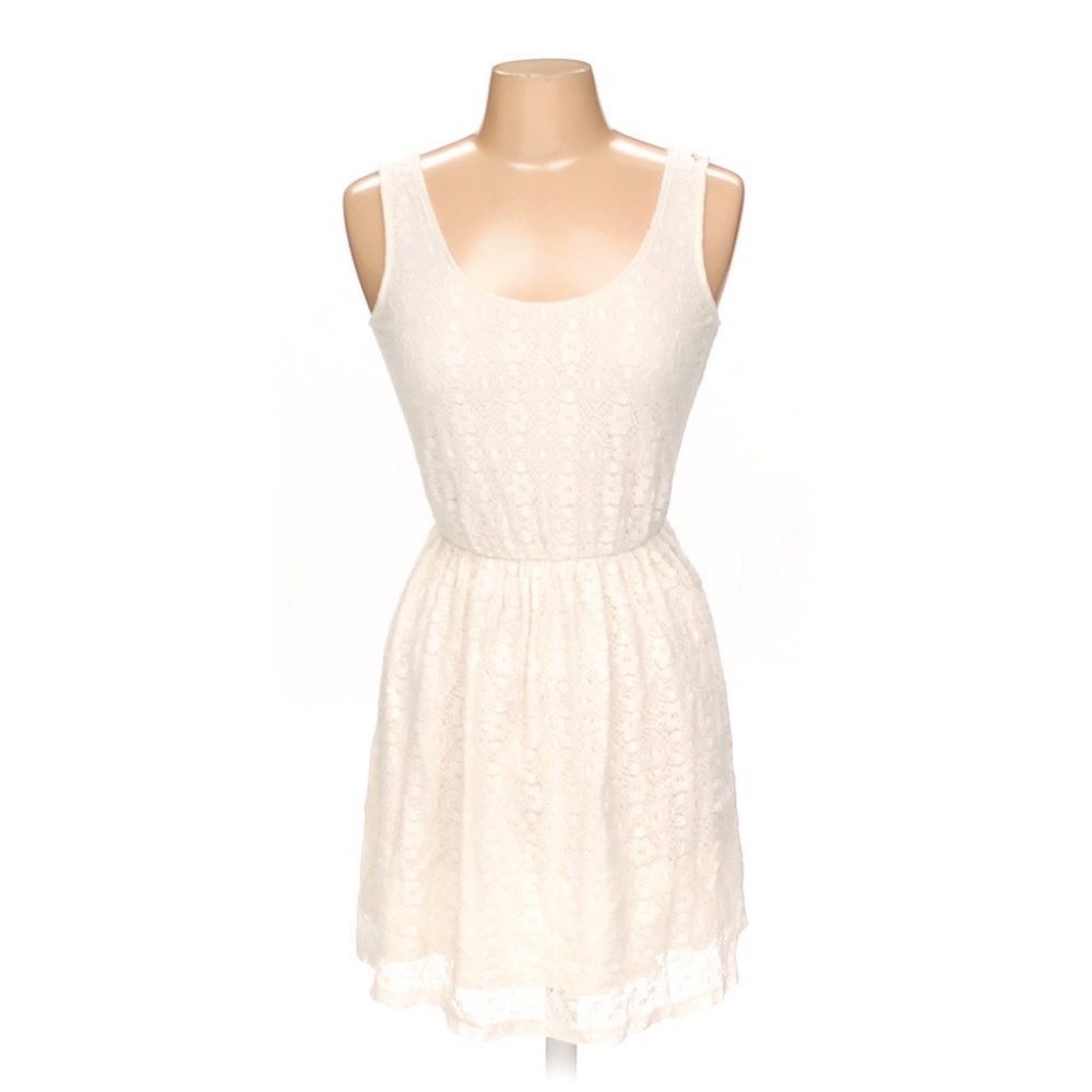 Cream lace dress.